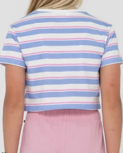 Camila Camiseta Corta A Rayas Para Ninas><noscript><img width=