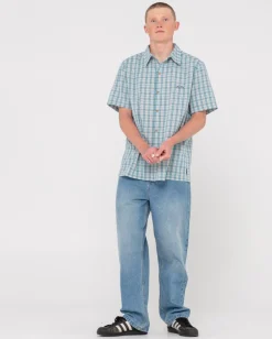 Camisa A Cuadros De Ajuste Relajado De Datsun><noscript><img width=
