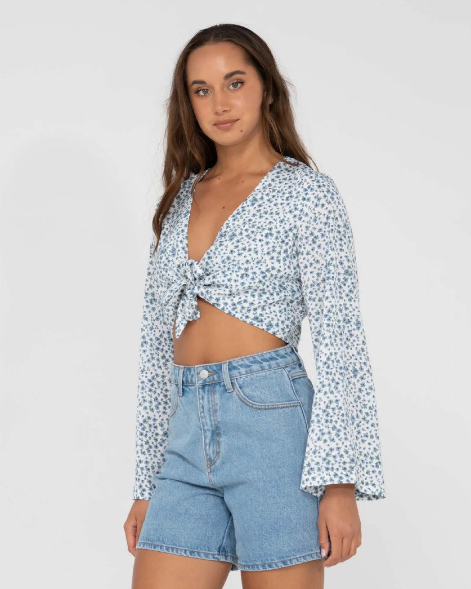 Camisa Corta Con Estampado Floral Y Lazo En La Parte Delantera De Balnear>Rusty Online