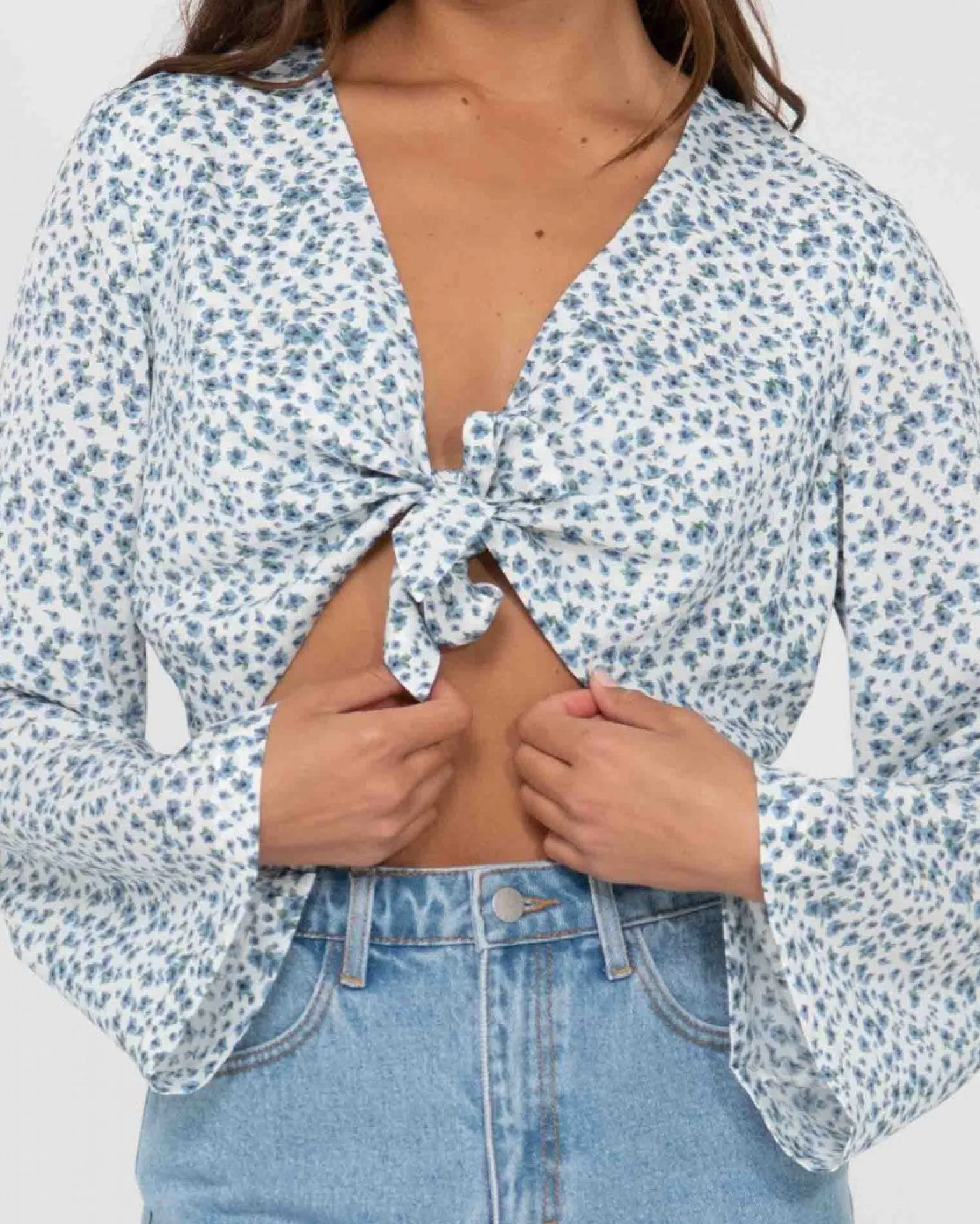 Camisa Corta Con Estampado Floral Y Lazo En La Parte Delantera De Balnear>Rusty Online