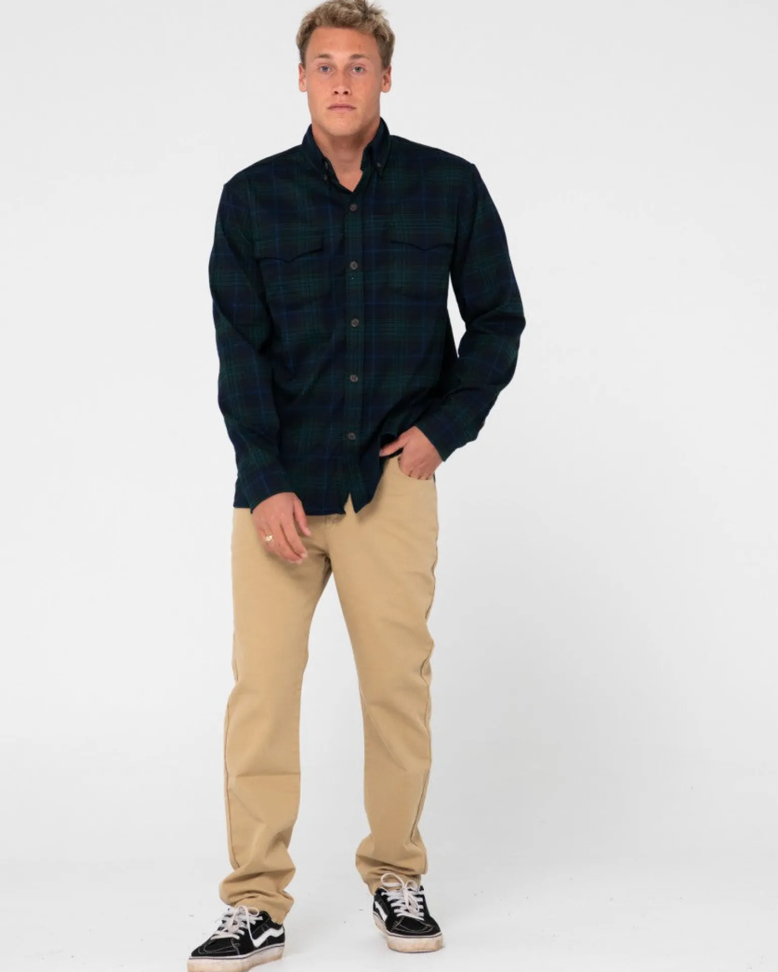 Camisa De Franela De Manga Larga Con Reloj Negro>Rusty Cheap
