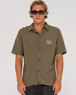 Camisa De Lino De Manga Corta Greaser Overtone>Rusty Clearance