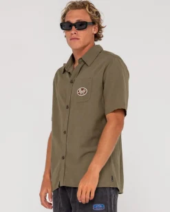 Camisa De Lino De Manga Corta Greaser Overtone><noscript><img width=