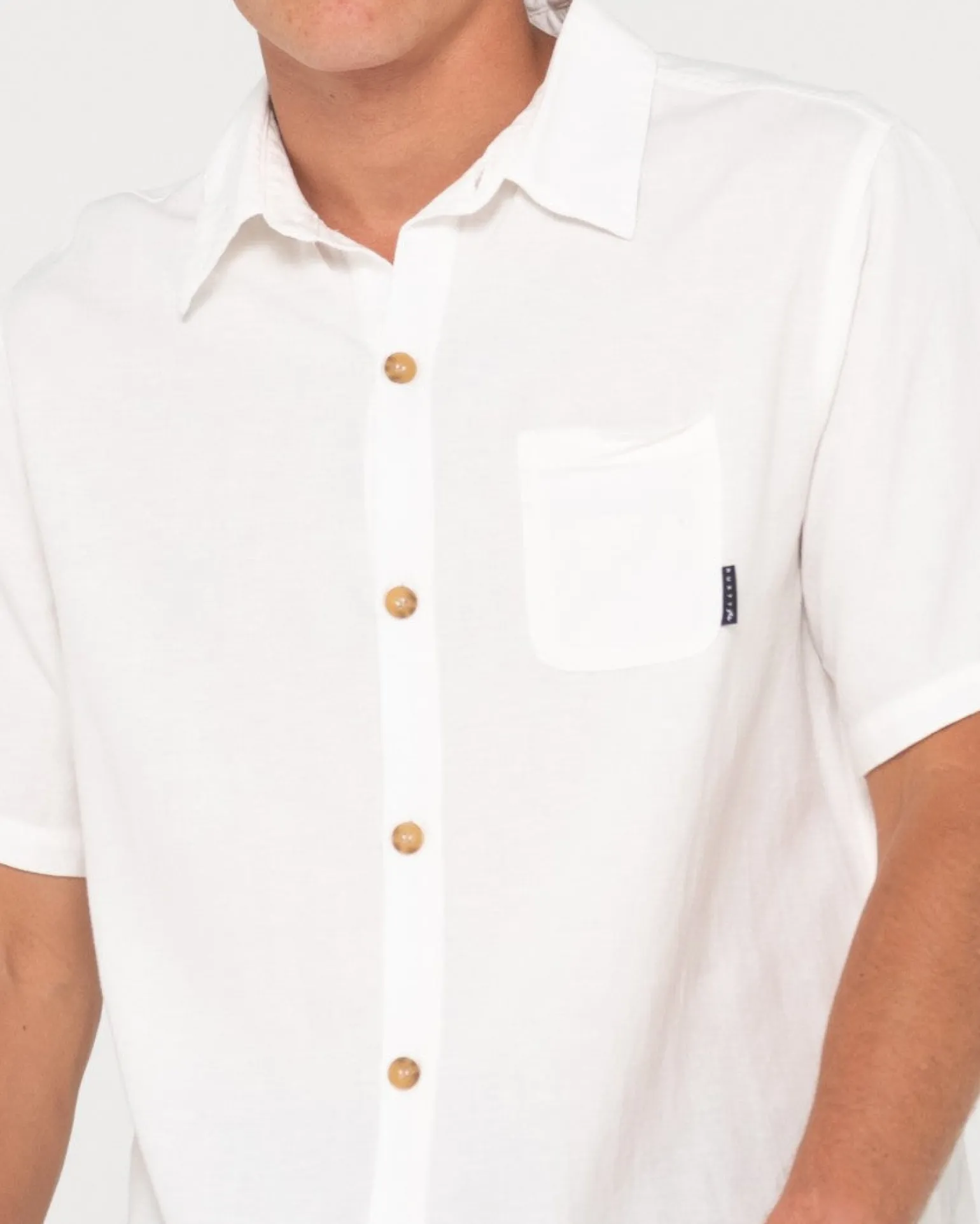 Camisa De Lino De Manga Corta Overtone>Rusty Best Sale