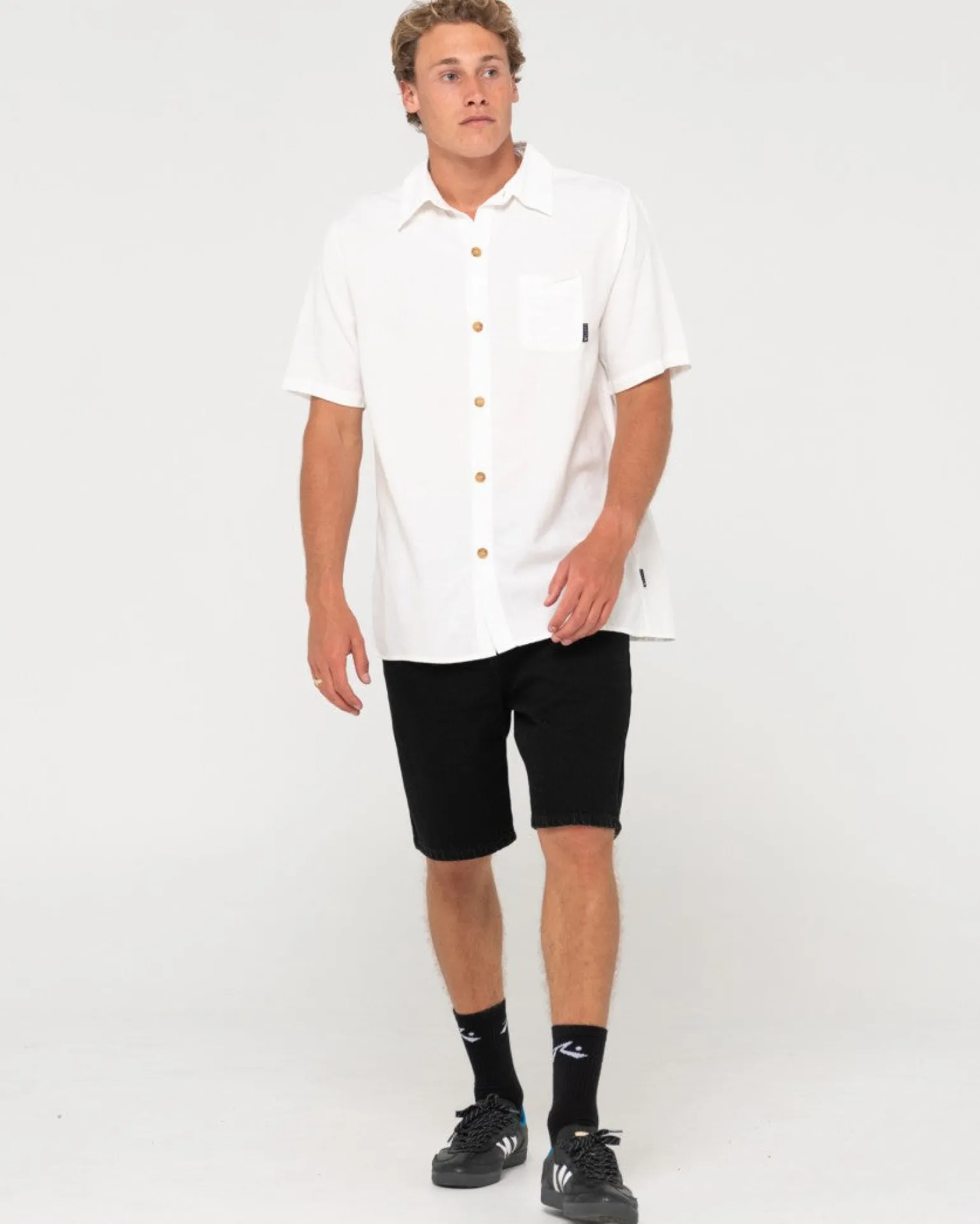 Camisa De Lino De Manga Corta Overtone>Rusty Best Sale