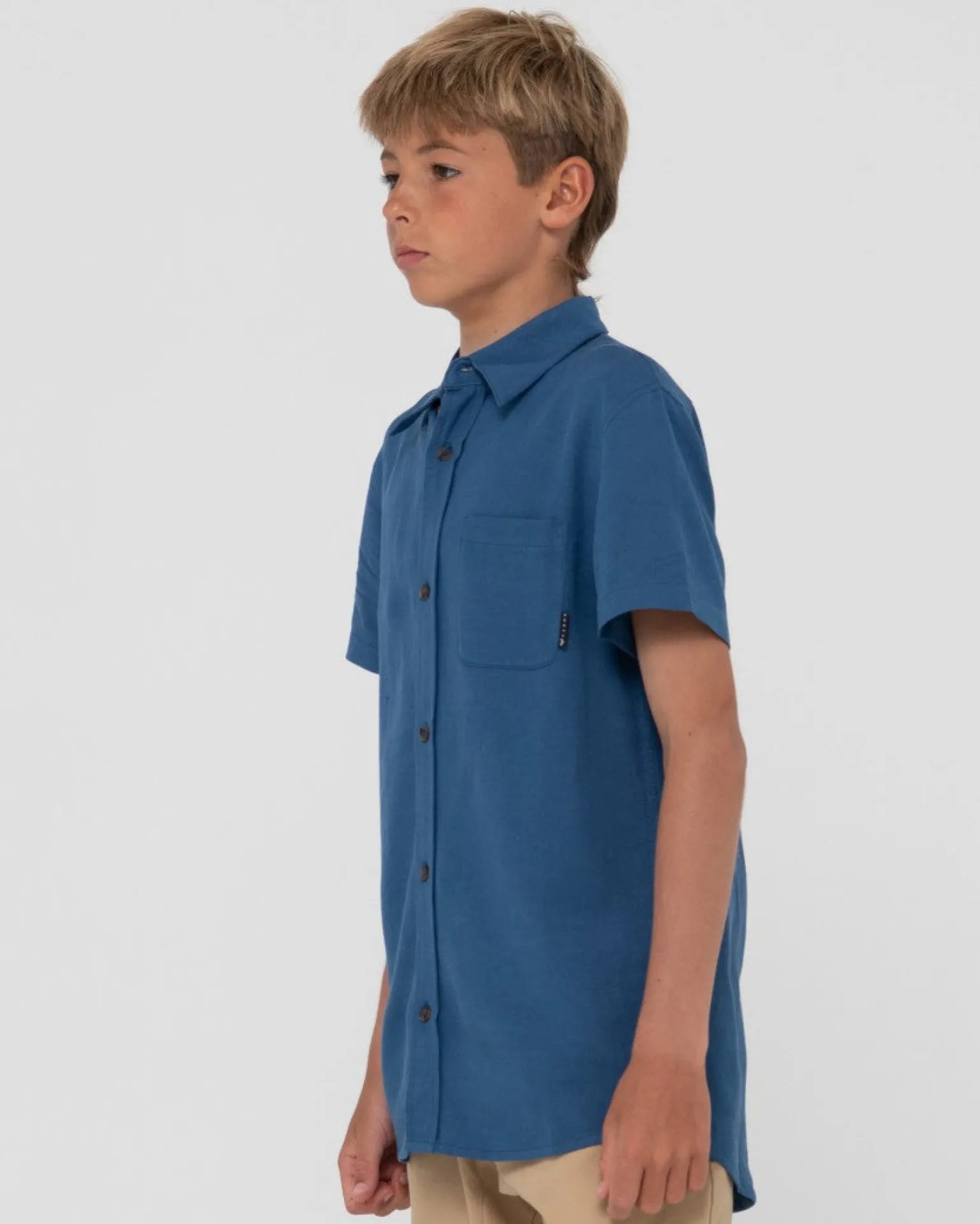 Camisa De Lino De Manga Corta Overtone Para Niños>Rusty Fashion