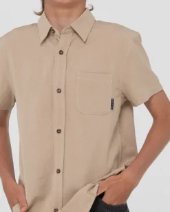 Camisa De Lino De Manga Corta Overtone Para Niños><noscript><img width=
