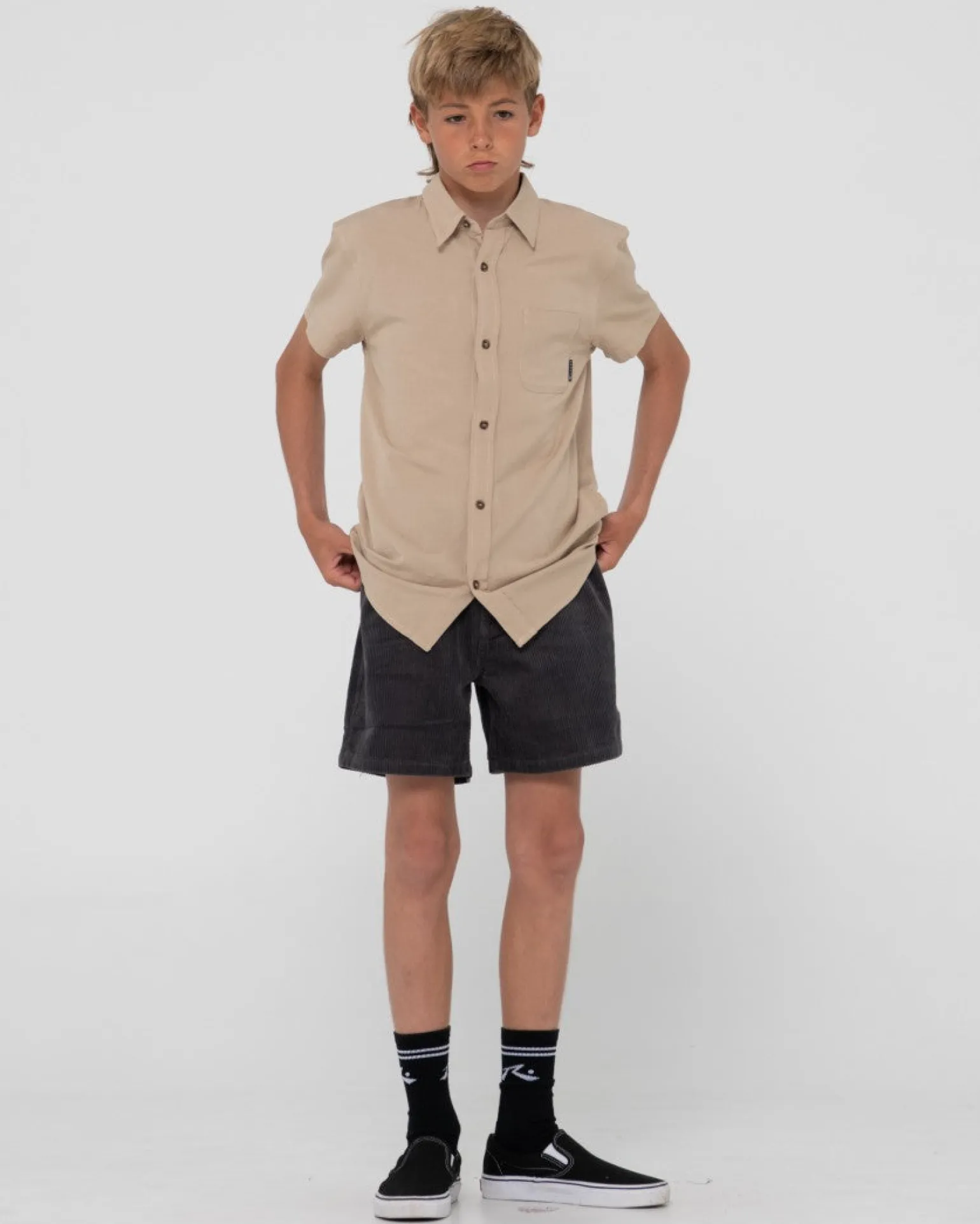 Camisa De Lino De Manga Corta Overtone Para Niños>Rusty Fashion