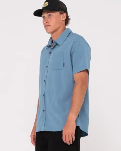 Camisa De Lino De Manga Corta Overtone Para Niños><noscript><img width=