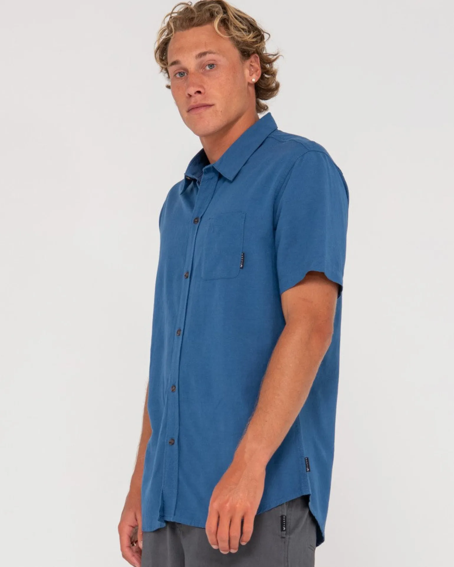 Camisa De Lino De Manga Corta Overtone>Rusty Sale