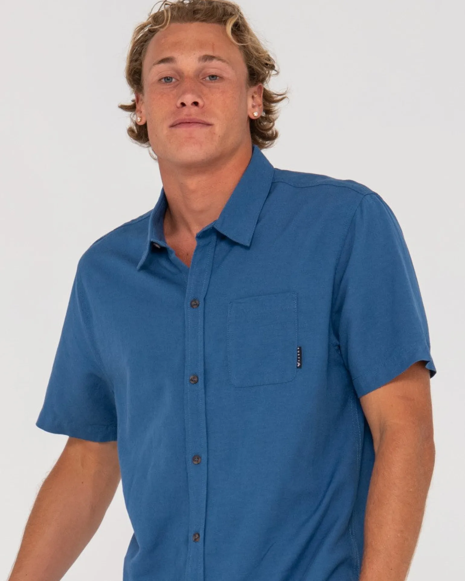 Camisa De Lino De Manga Corta Overtone>Rusty Sale