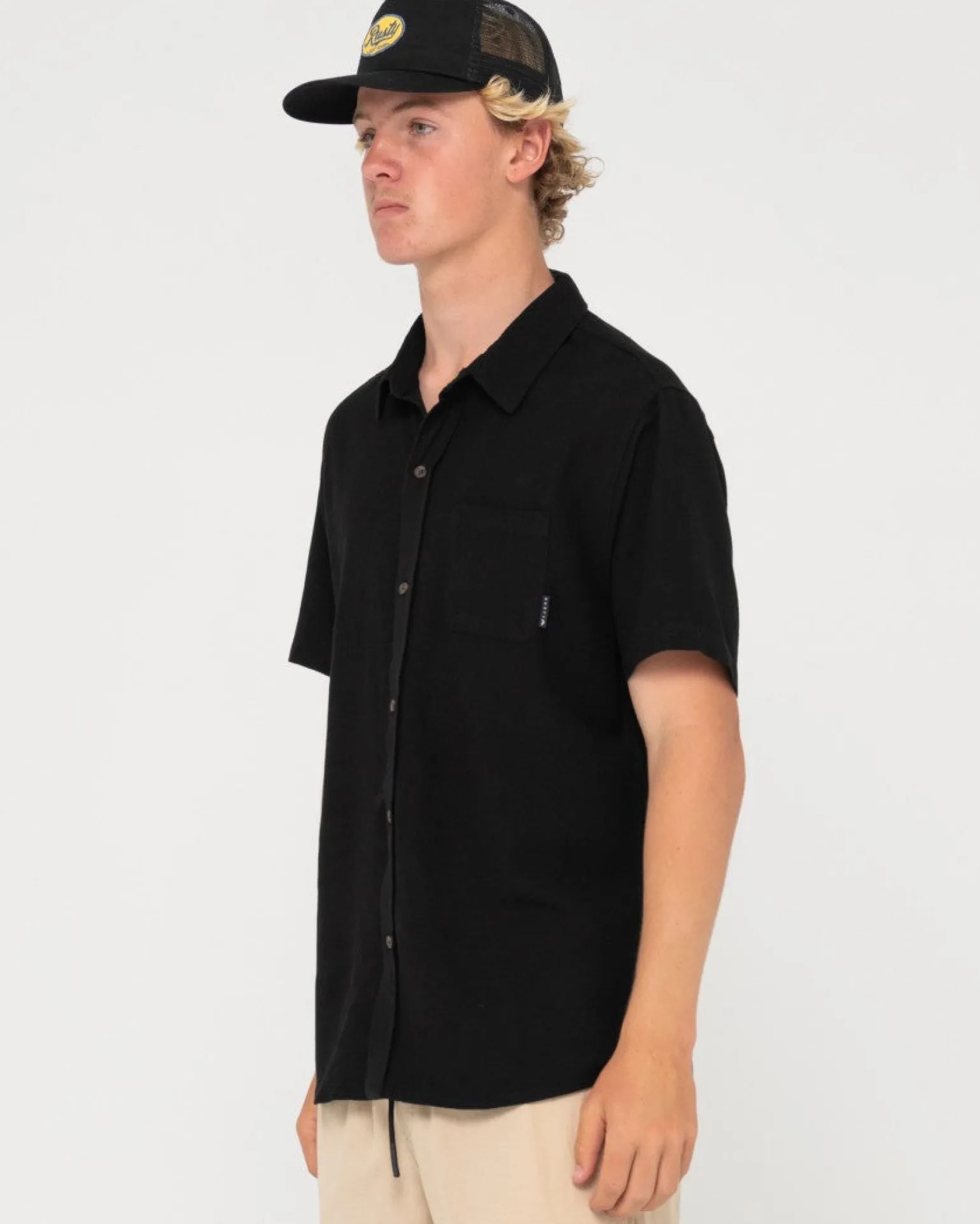 Camisa De Lino De Manga Corta Overtone>Rusty Fashion