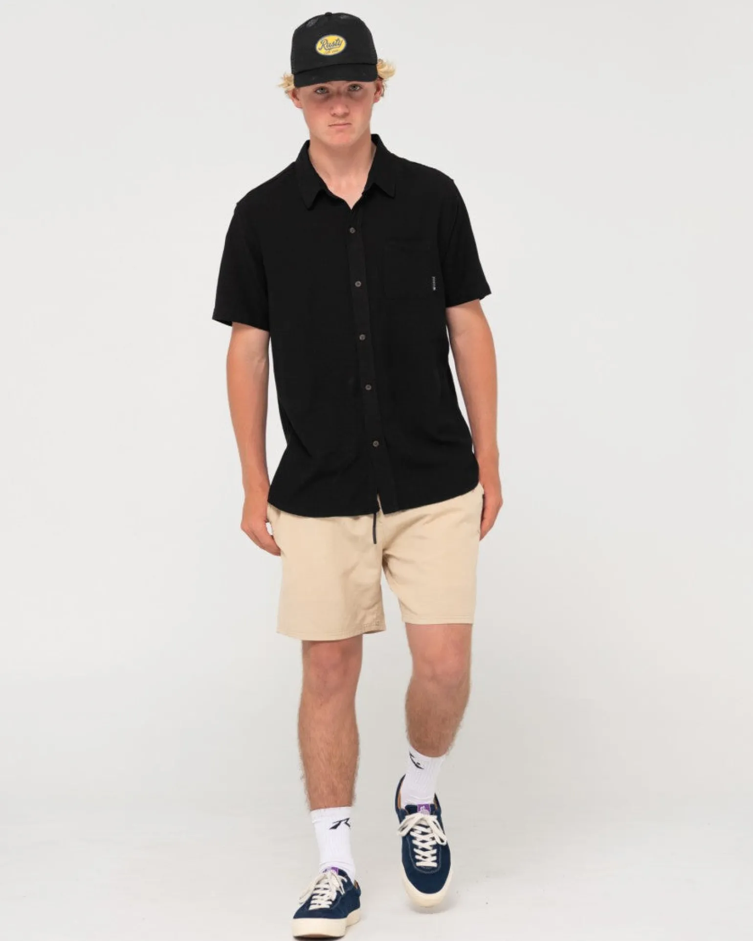 Camisa De Lino De Manga Corta Overtone>Rusty Fashion
