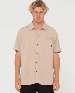Camisa De Lino De Manga Corta Overtone>Rusty Best