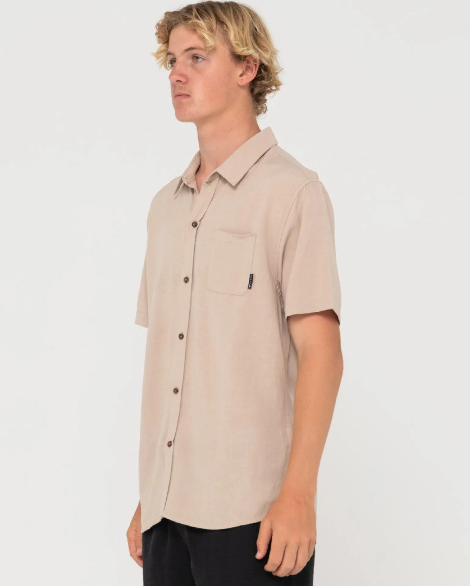 Camisa De Lino De Manga Corta Overtone>Rusty Best