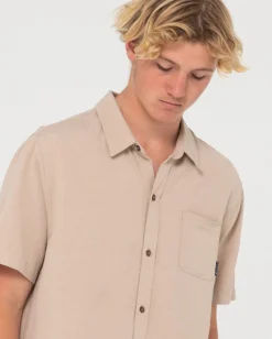 Camisa De Lino De Manga Corta Overtone><noscript><img width=