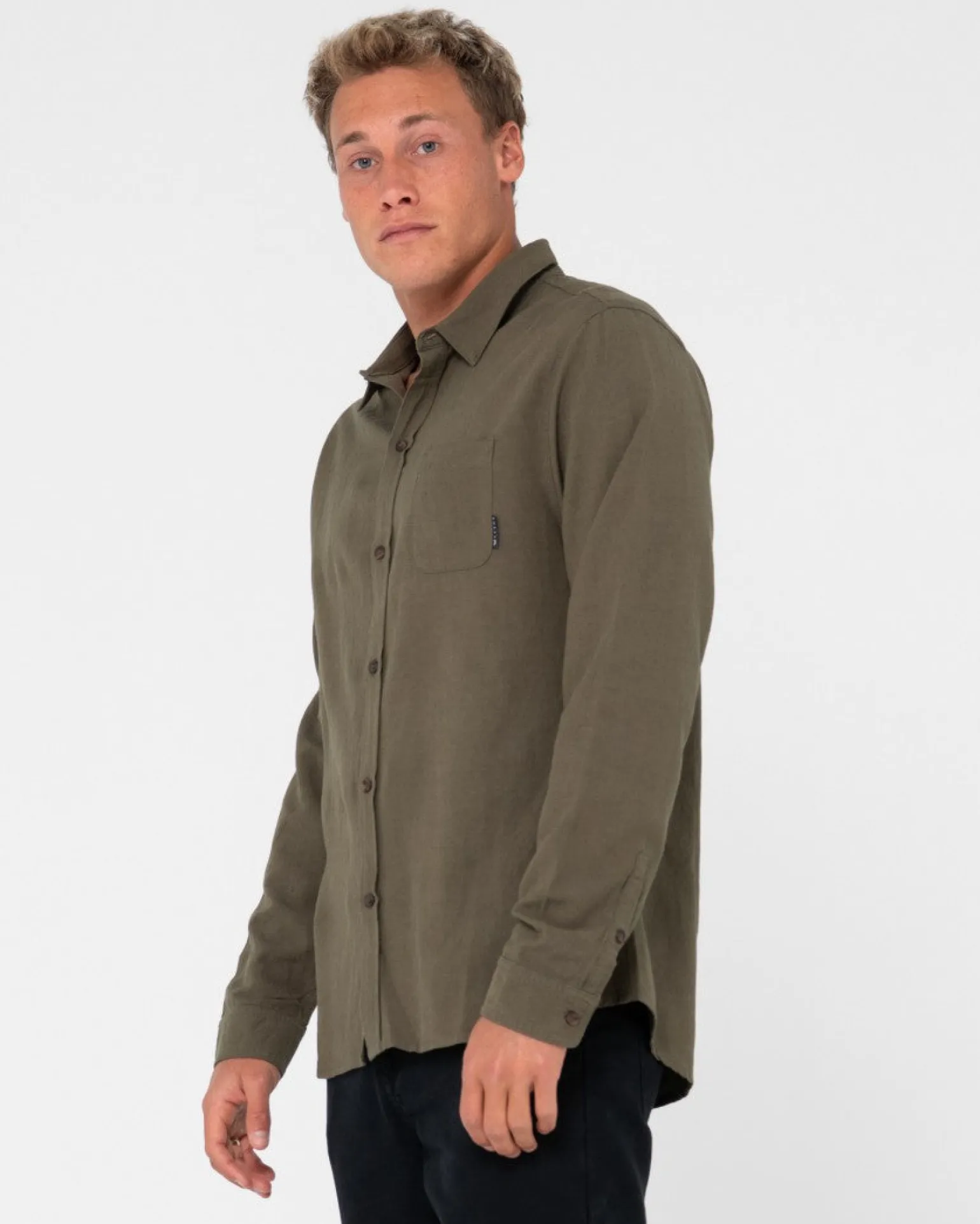 Camisa De Lino De Manga Larga Overtone>Rusty Shop