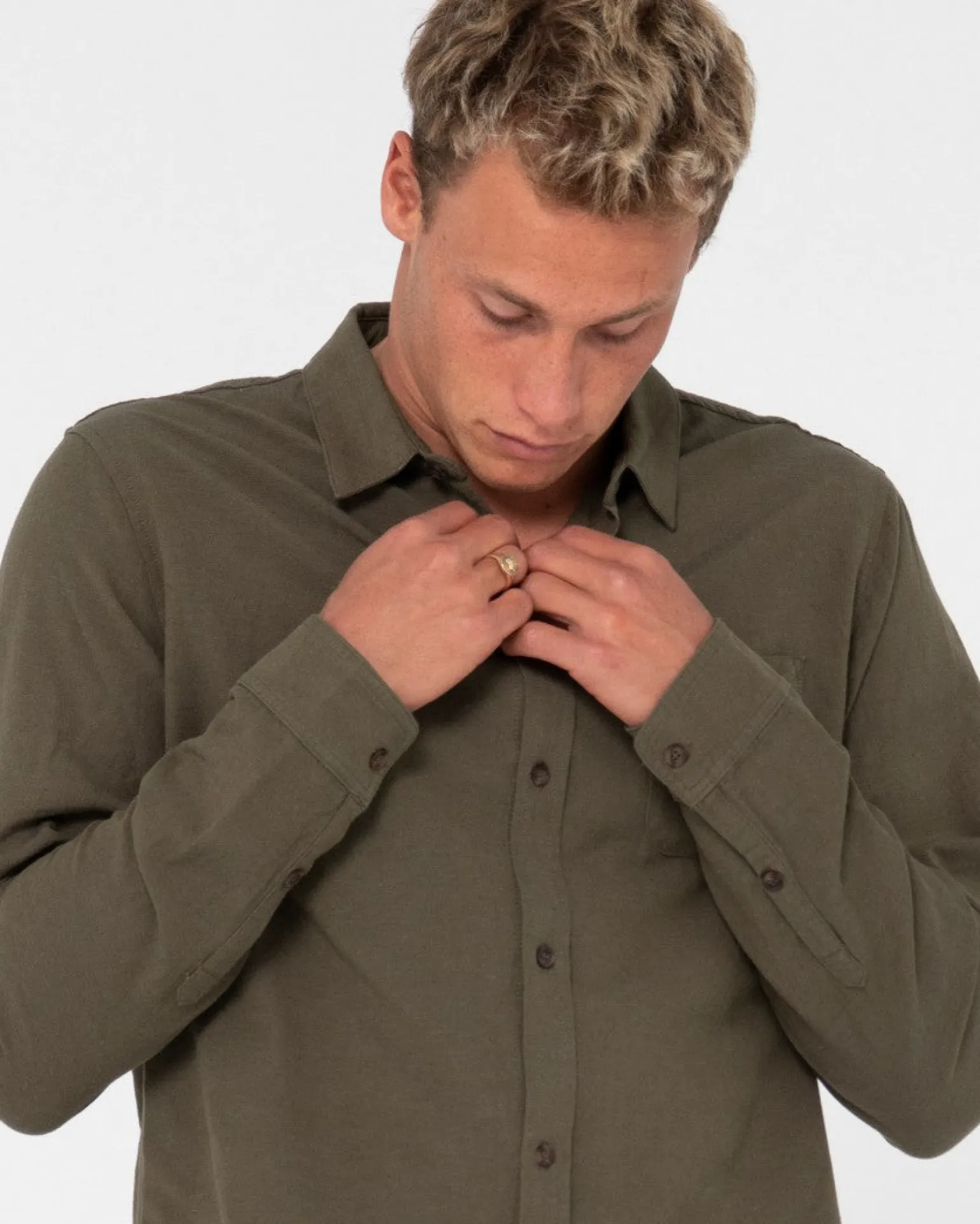 Camisa De Lino De Manga Larga Overtone>Rusty Shop
