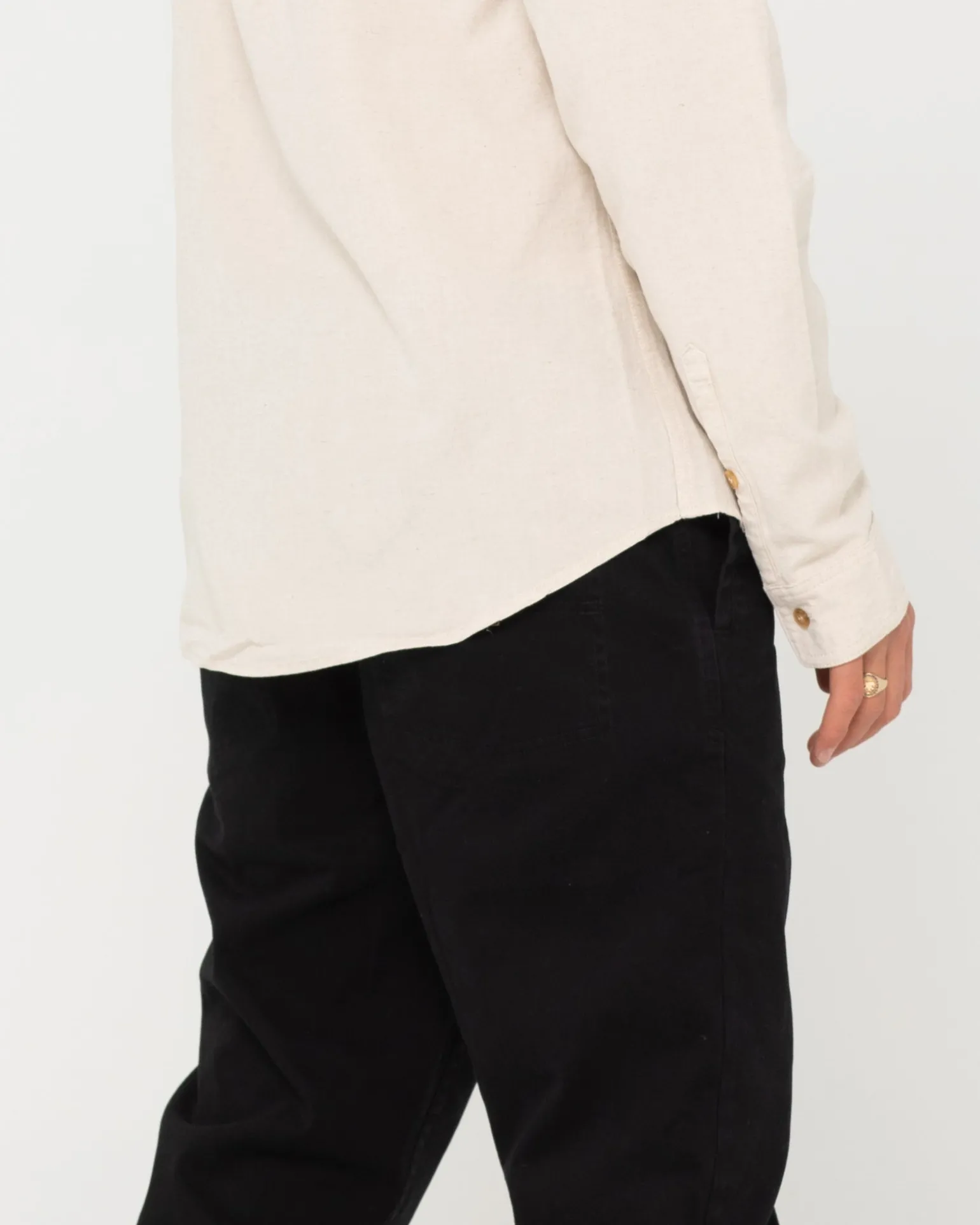 Camisa De Lino De Manga Larga Overtone>Rusty Discount