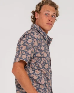 Camisa De Manga Corta De Corte Relajado Mosaic Ramie><noscript><img width=