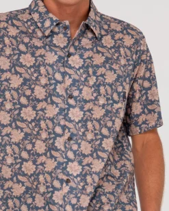 Camisa De Manga Corta De Corte Relajado Mosaic Ramie><noscript><img width=