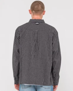 Camisa De Manga Larga A Cuadros Relajados De Datsun><noscript><img width=