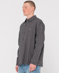 Camisa De Manga Larga A Cuadros Relajados De Datsun><noscript><img width=