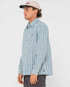 Camisa De Manga Larga A Cuadros Relajados De Datsun><noscript><img width=