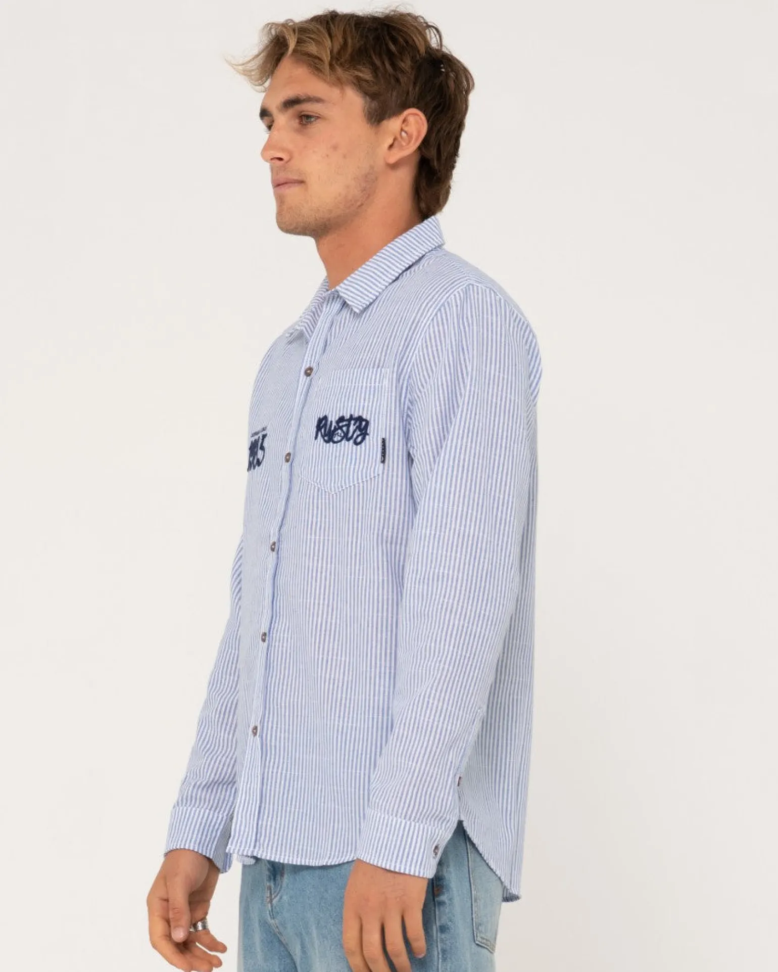 Camisa De Manga Larga De Lino Boat Day>Rusty Flash Sale