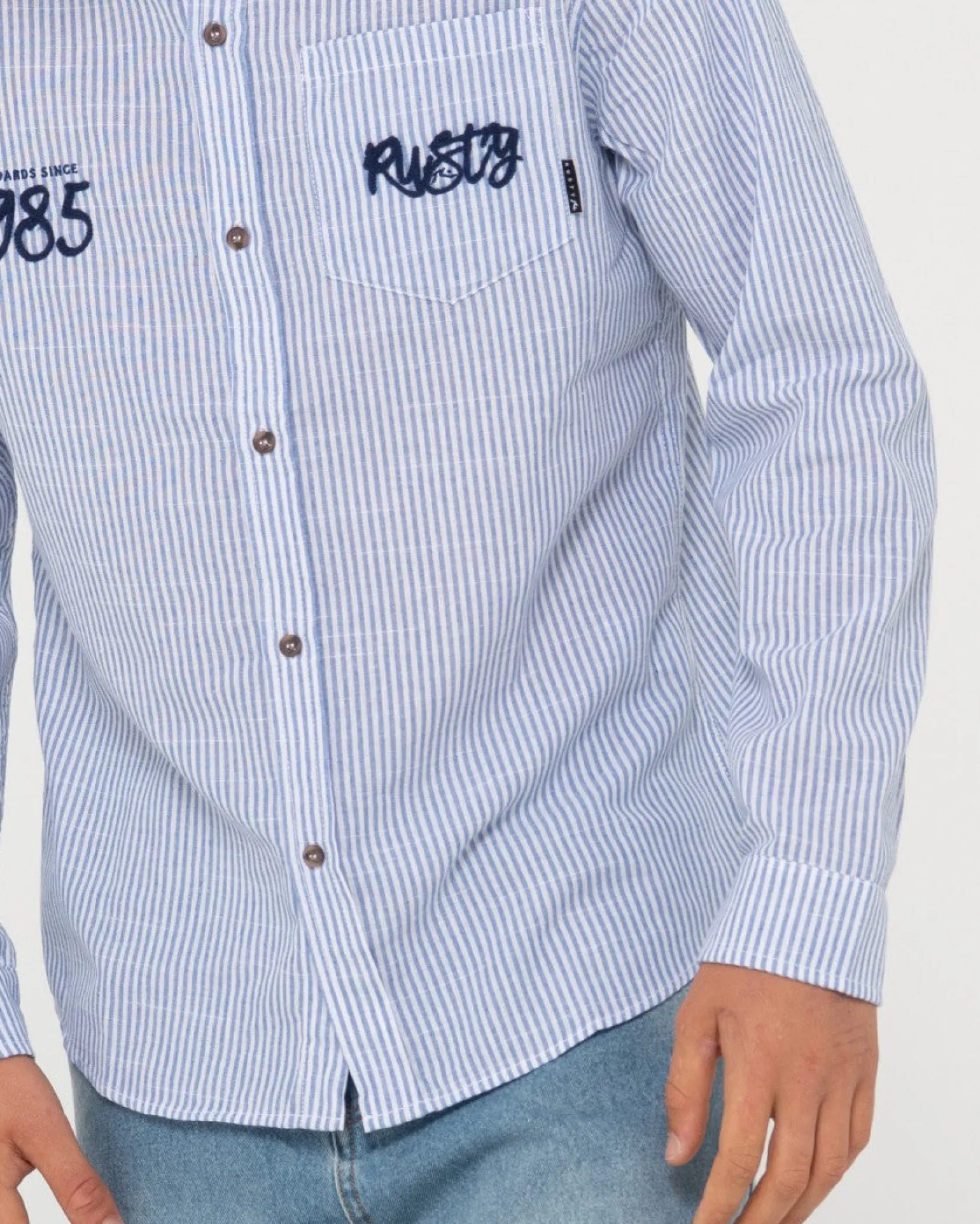 Camisa De Manga Larga De Lino Boat Day>Rusty Flash Sale