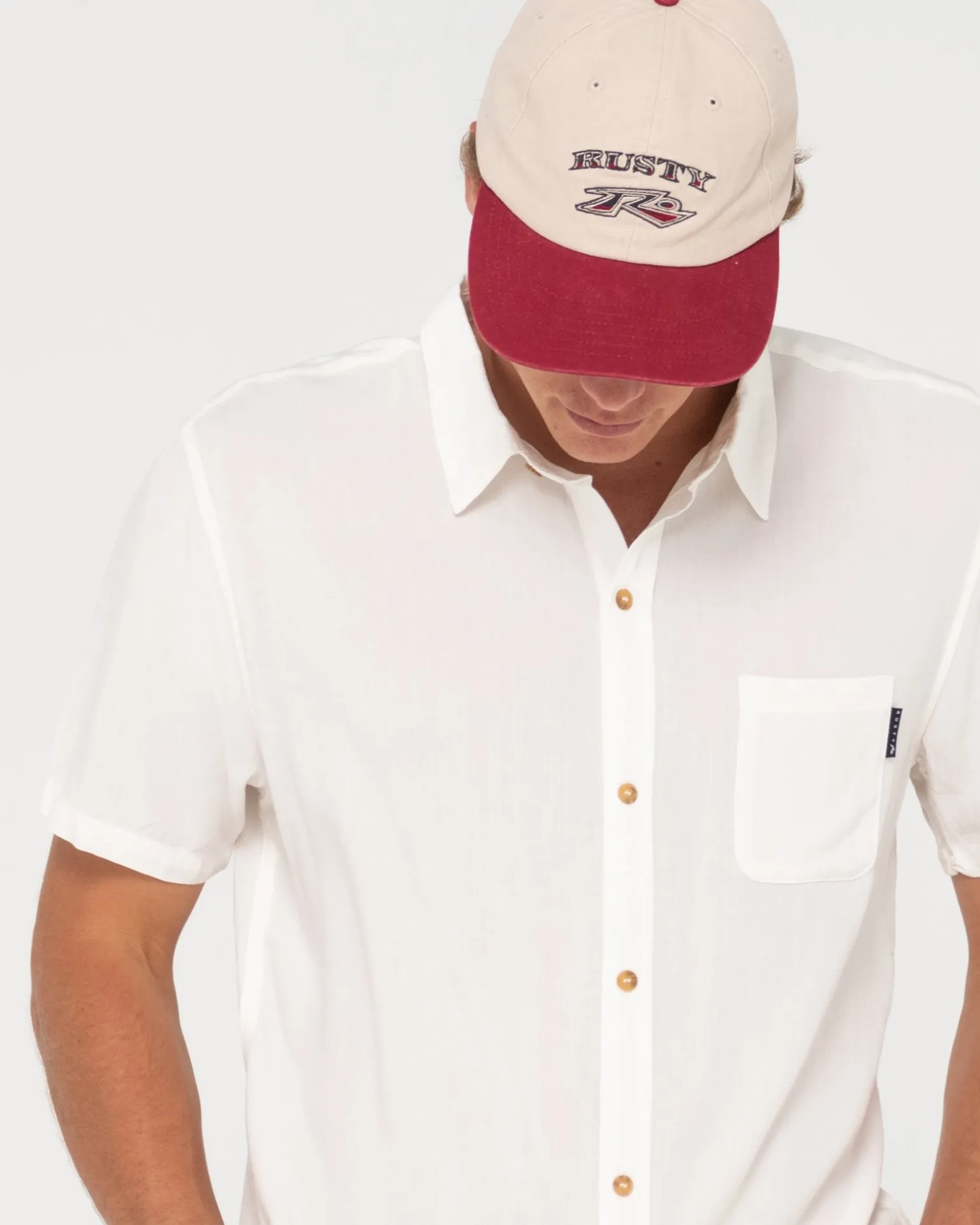 Camisa De Rayon De Manga Corta Razor Blade>Rusty Clearance