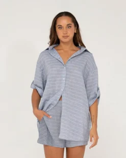 Camisa Extragrande A Rayas Siena>Rusty Flash Sale