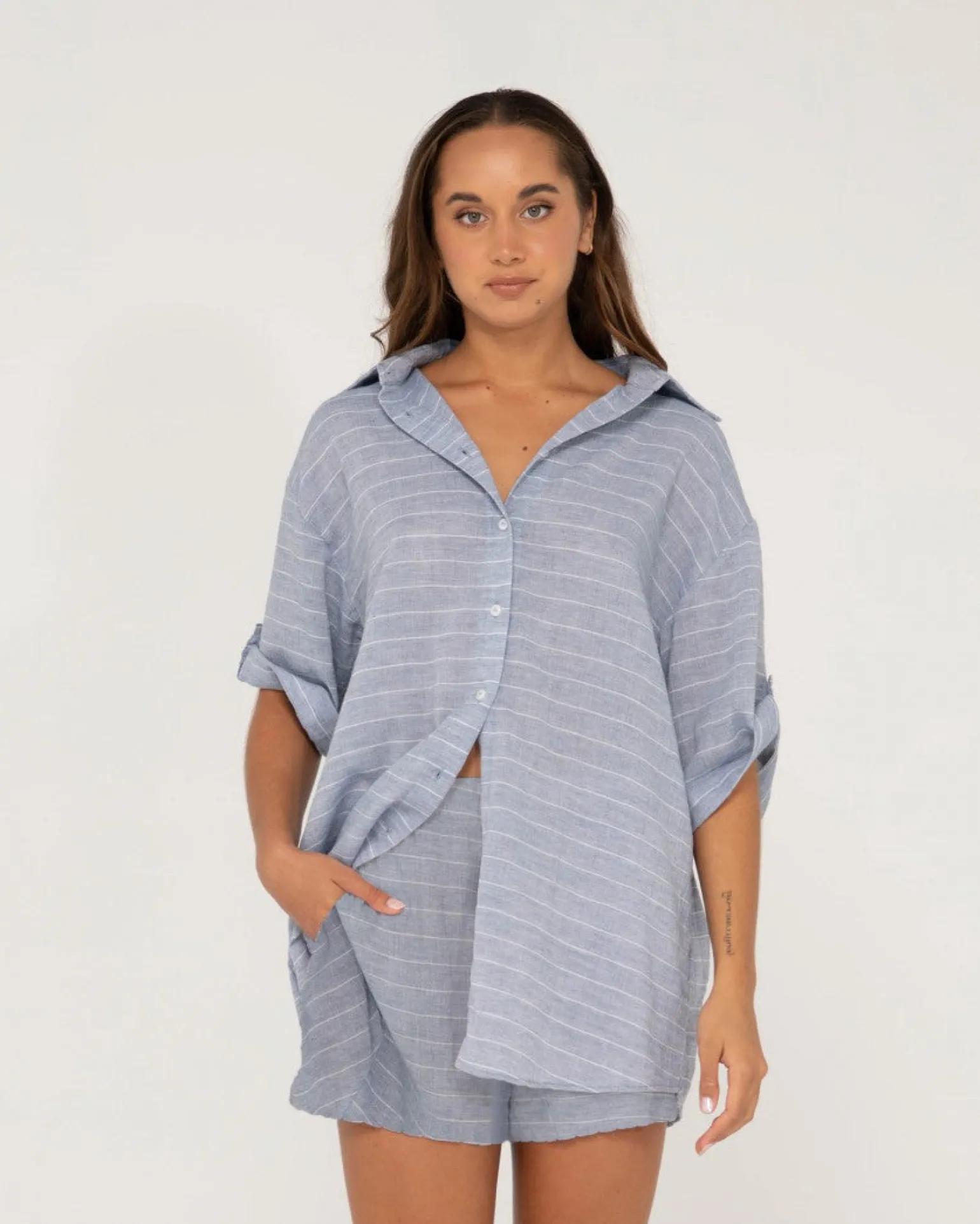 Camisa Extragrande A Rayas Siena>Rusty Flash Sale
