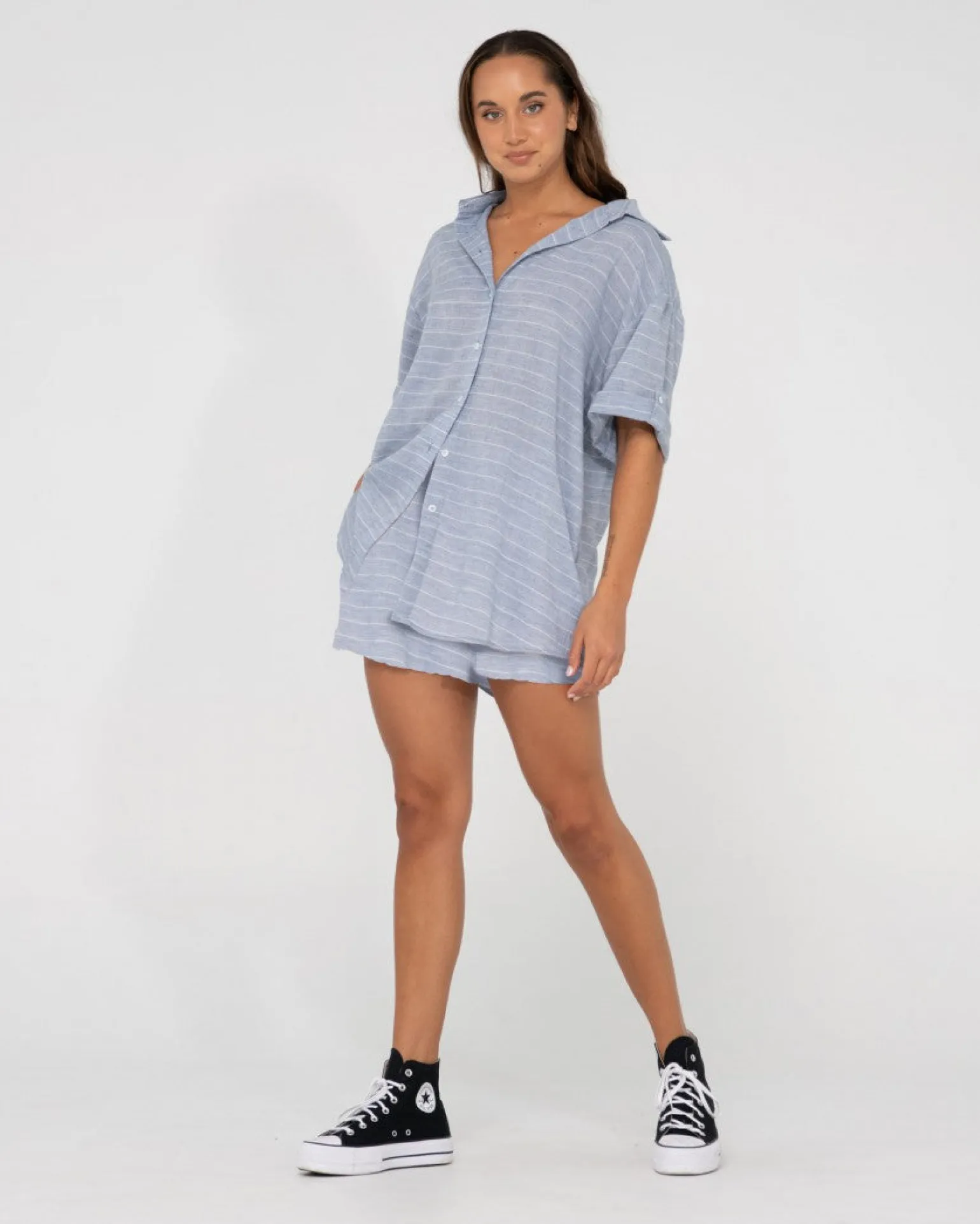 Camisa Extragrande A Rayas Siena>Rusty Flash Sale