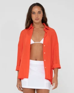Camisa Extragrande De Manga Larga Porter>Rusty Hot