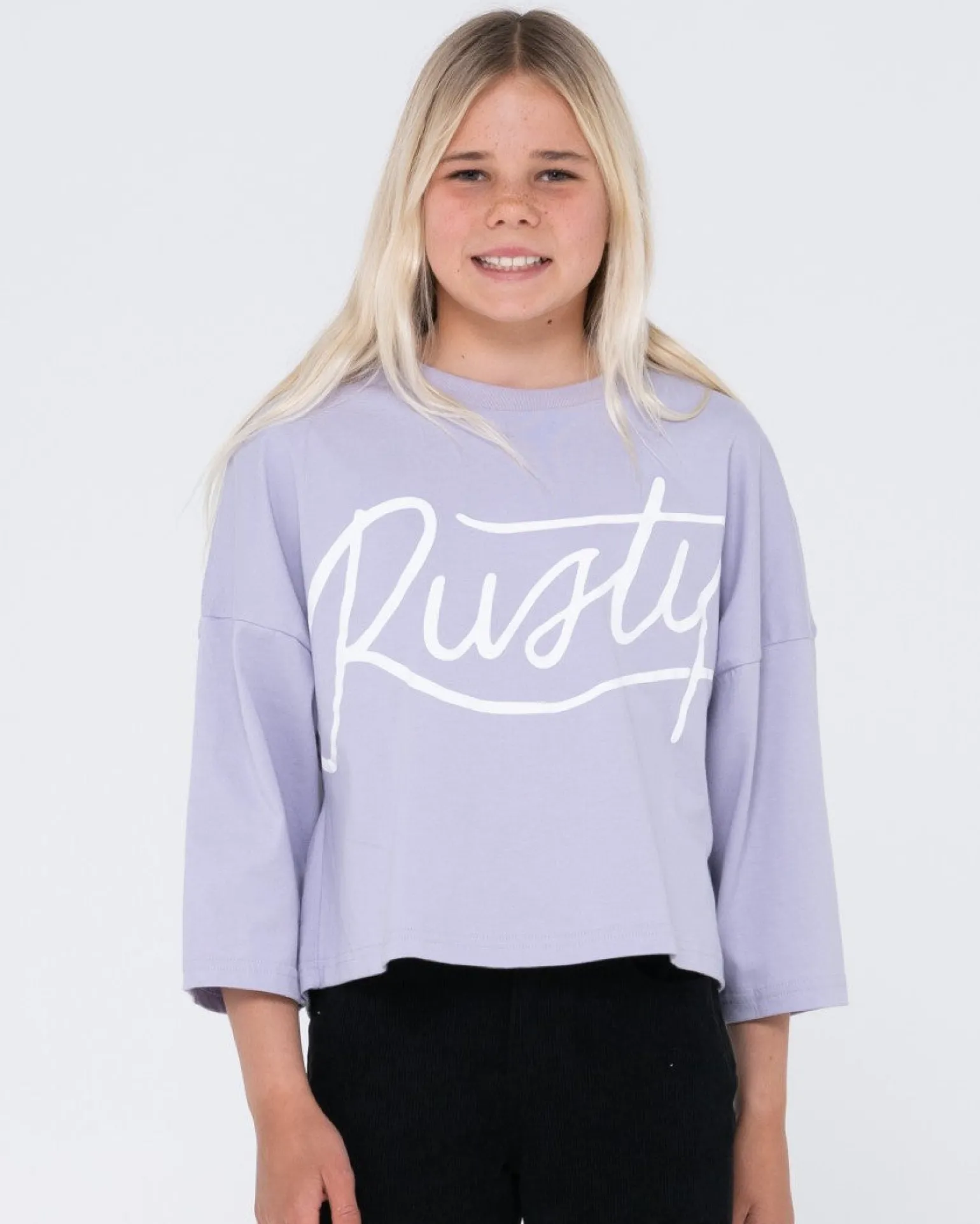 Camiseta De Manga Larga Script Para Ninas>Rusty Best Sale