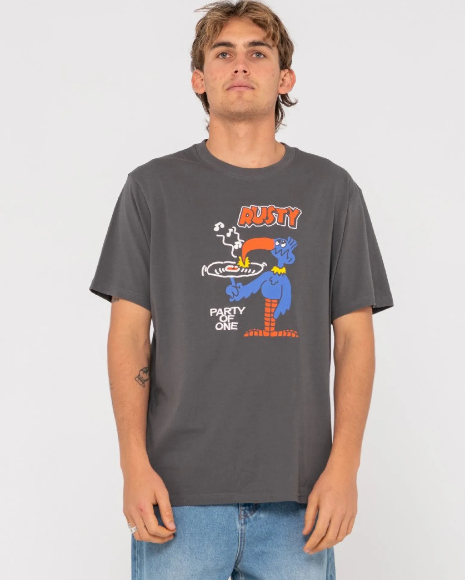 Camiseta Grafica De Manga Corta Party Of One>Rusty Best