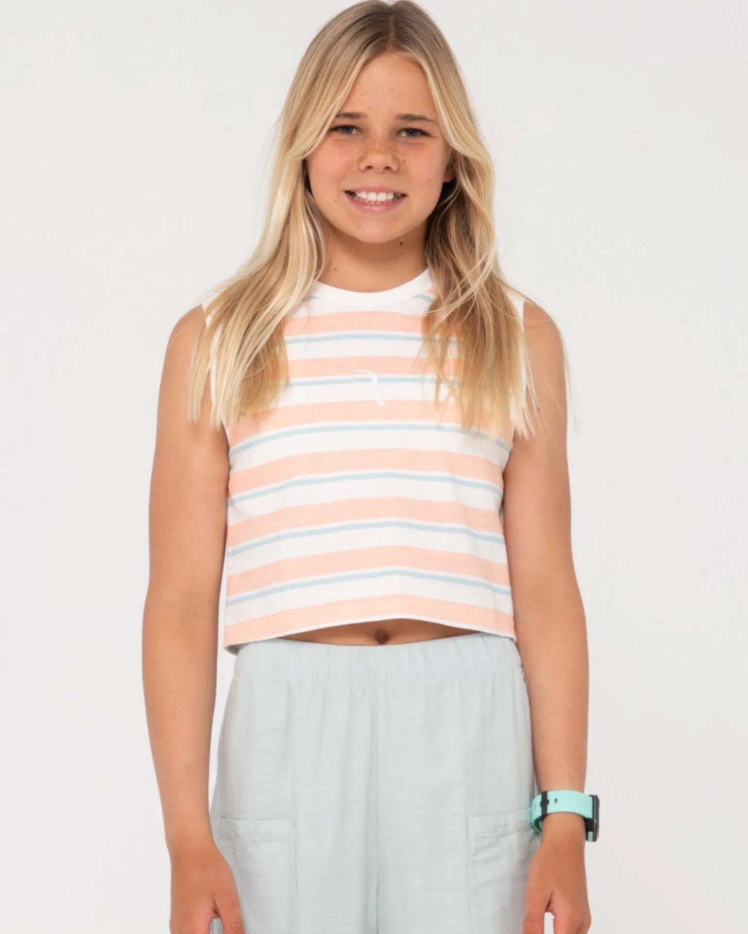 Camiseta Sin Mangas Camila Stripe Muscle Para Ninas>Rusty Cheap