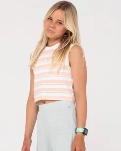 Camiseta Sin Mangas Camila Stripe Muscle Para Ninas><noscript><img width=