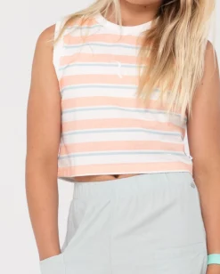 Camiseta Sin Mangas Camila Stripe Muscle Para Ninas><noscript><img width=
