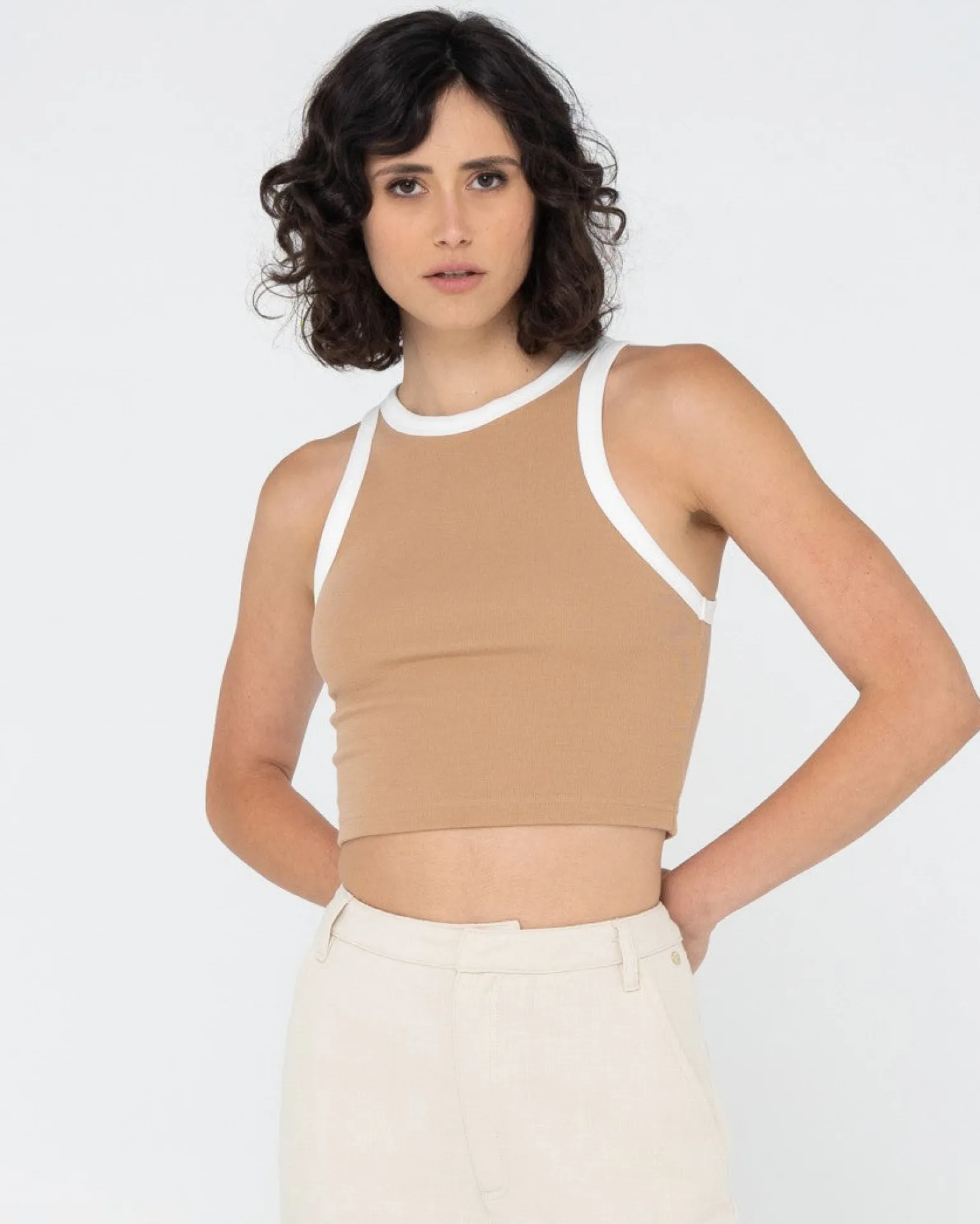 Camiseta Sin Mangas Corta En Contraste Everywhere>Rusty Fashion