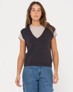 Chaleco De Punto Con Cuello En V Sin Mangas Nero>Rusty Best