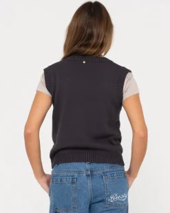 Chaleco De Punto Con Cuello En V Sin Mangas Nero>Rusty Best