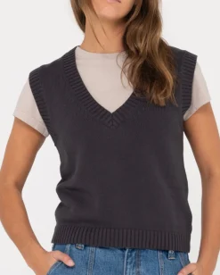 Chaleco De Punto Con Cuello En V Sin Mangas Nero><noscript><img width=