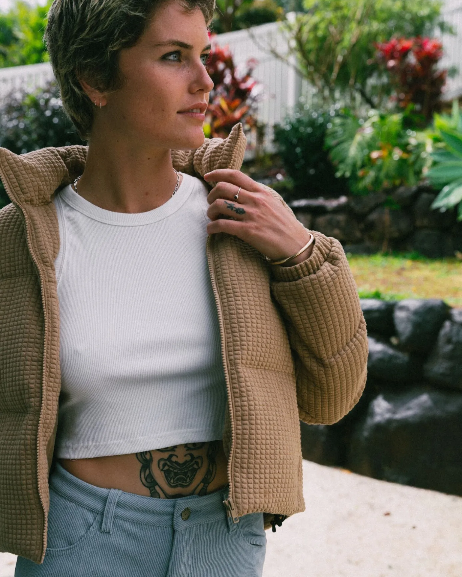 Chaqueta Acolchada Con Textura Soleil>Rusty Hot