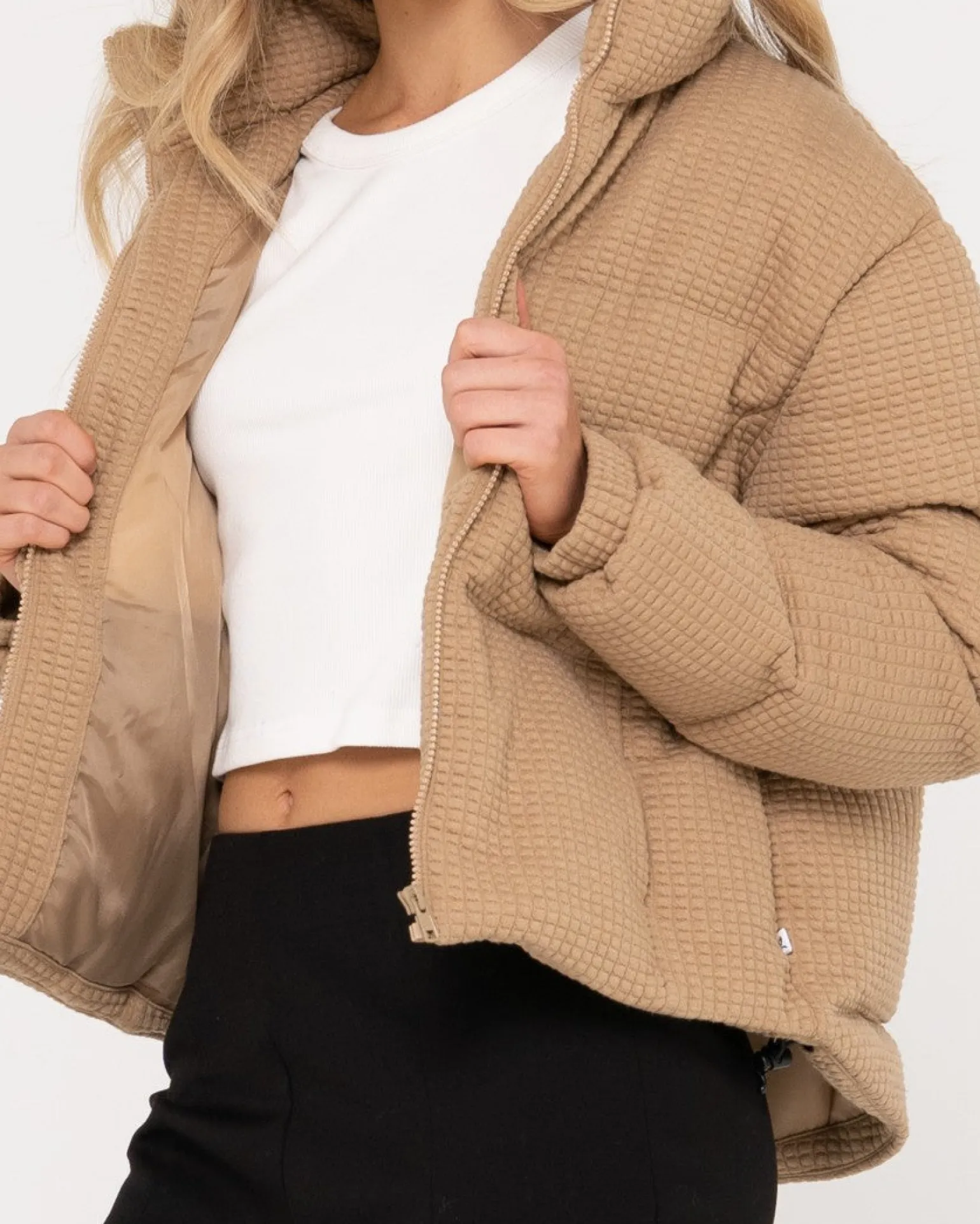 Chaqueta Acolchada Con Textura Soleil>Rusty Hot