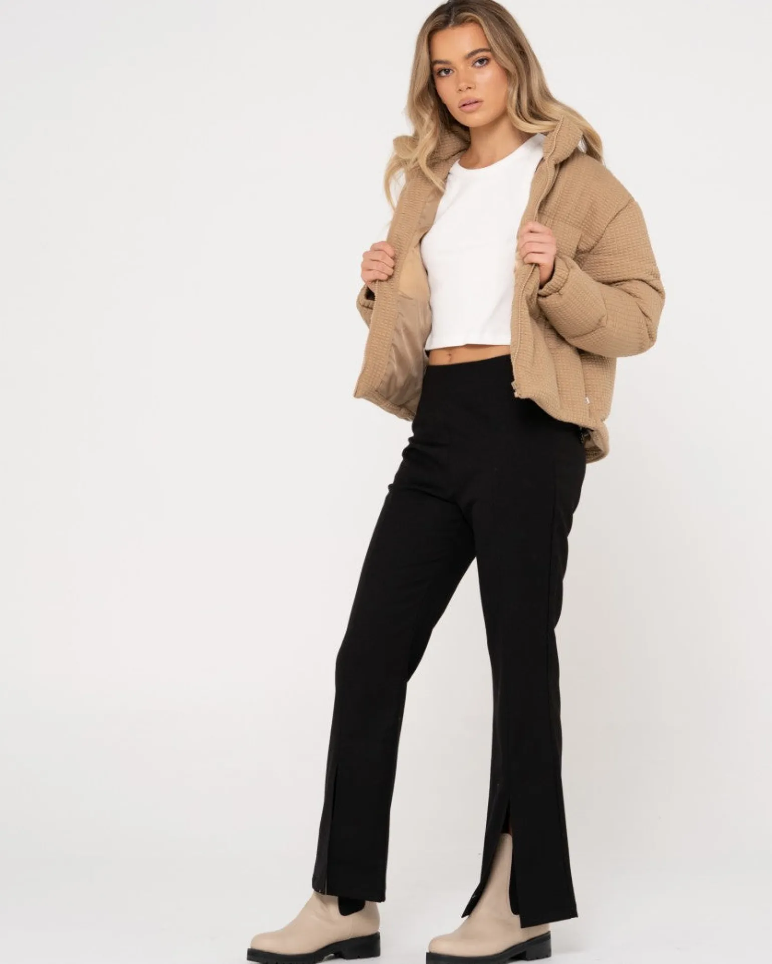 Chaqueta Acolchada Con Textura Soleil>Rusty Hot
