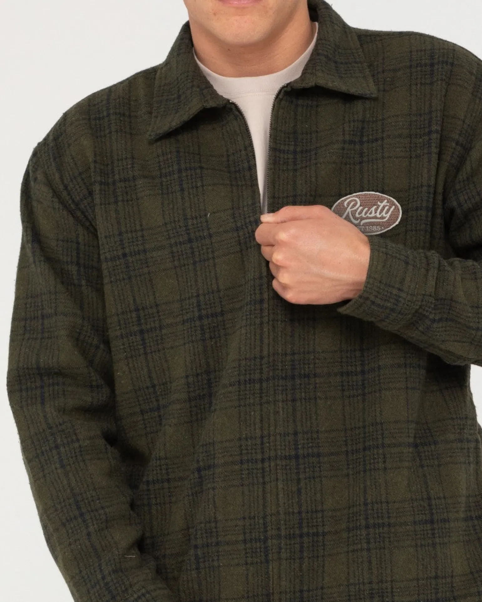 Chaqueta Tejida A Cuadros Con Cremallera Woodchuck>Rusty Fashion