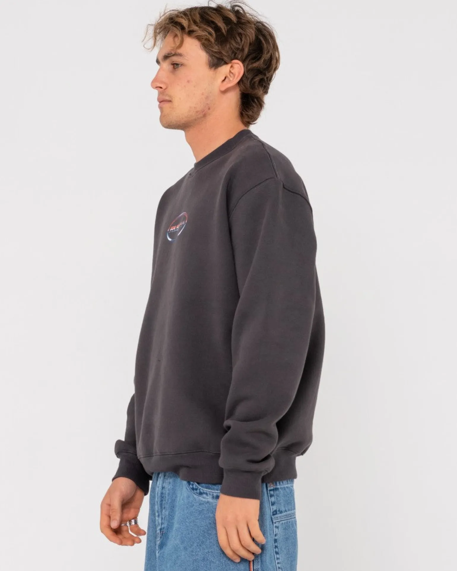 Chromatose Relaxed Super Fleece Crew>Rusty Clearance