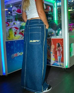 Falda Larga De Mezclilla De Talle Bajo Flip Mommy>Rusty New